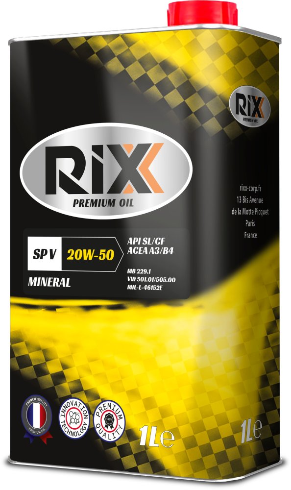 Масло моторное минеральное RIXX SP V 20W-50 API SL/CF ACEA A3/B4 -1 л